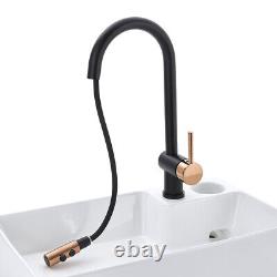 Black Rose Gold Mono Kitchen Sink Tap Pull Out Sprayer Single Handle Mixer Brass