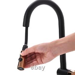 Black Rose Gold Mono Kitchen Sink Tap Pull Out Sprayer Single Handle Mixer Brass