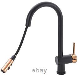 Black Rose Gold Mono Kitchen Sink Tap Pull Out Sprayer Single Handle Mixer Brass