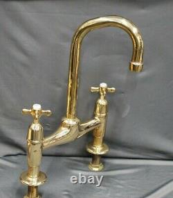 Brass Deck Mounted Mixer Taps, Ideal Belfast Sink Reclaimed & Fully Refurbed