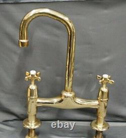 Brass Deck Mounted Mixer Taps, Ideal Belfast Sink Reclaimed & Fully Refurbed