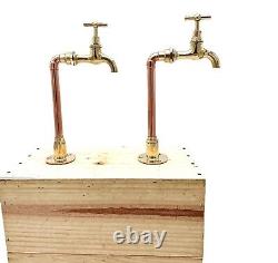 Brass Kitchen Taps, Copper Taps, Vintage style Belfast Sink Pillar Taps (15A)