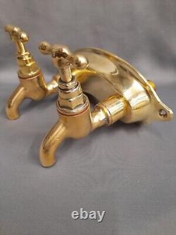 Brass Wall Mounted Kitchen / Bathroom Taps, Refurbed, Ideal Belfast Sink