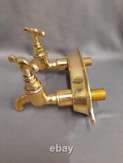 Brass Wall Mounted Kitchen / Bathroom Taps, Refurbed, Ideal Belfast Sink