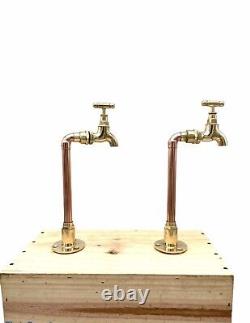 Brass and Copper Kitchen or Bathroom taps Hand Made Belfast Sink Taps (15CP)