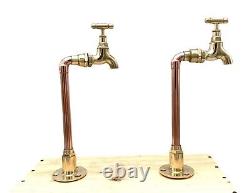Brass and Copper Kitchen or Bathroom taps Hand Made Belfast Sink Taps (15CP)