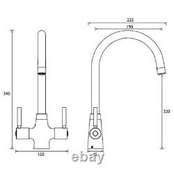 Bristan Monza Kitchen Sink Mixer Tap Double Lever Modern EasyFit Chrome