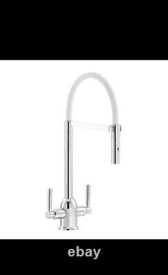 Carron Phoenix Dante Pull Out Kitchen Tap in Chrome and White