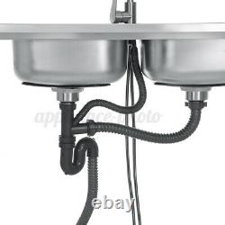 Catering Sink Commercial Kitchen Stainless Steel Double Bowl Drainer Unit & Tap