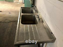 Catering Sink Commercial Stainless Steel Kitchen Double Bowl Drainer Unit & Tap