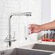 Chrome 3 Way Double Handle Kitchen Mixer Sink Tap Pure Water Spout Filter Faucet