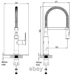 Chrome Monobloc Kitchen Sink Mixer Tap Sprung Dual Spray Head Jenoa