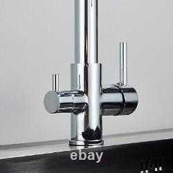 Chrome Pure Water Filter Kitchen Sink Faucet Dual Handle 3 Way Swivel Mixer Tap