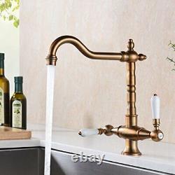 Classic Kitchen Sink Mixer Tap, Double Handle Solid Brass Kitchen Tap