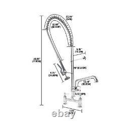 Commercial Kitchen Pre-Rinse Faucet Tap Spray Arm Twin Pedestal Flexible Hose