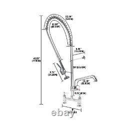 Commercial Pre-Rinse Tap Spray Arm Set Twin Pedestal Faucet Flexible Hose