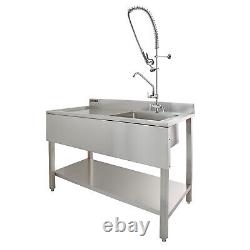 Commercial Sink Catering Kitchen LH Drainer 1.0 Bowl & Pre-Rinse Spray Mixer Tap