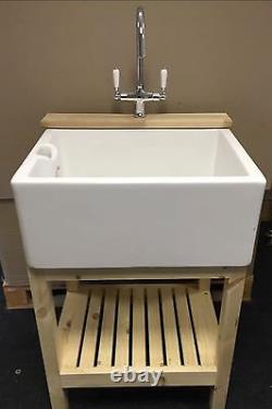 Complete Set, Wooden Stand, Belfast Sink & Lever Tap Ideal Utility /Kitchen