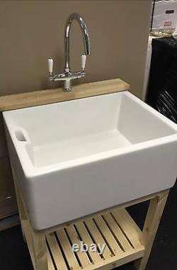 Complete Set, Wooden Stand, Belfast Sink & Lever Tap Ideal Utility /Kitchen
