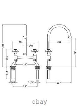 Crosshead Handle Bridge Sink Mixer Tap- Chrome