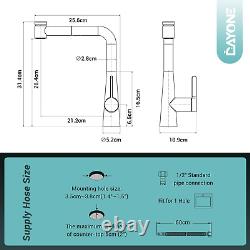 DAYONE Matte Black Kitchen Sink Taps with Pull Out Sprayer, 360° Swivel Zinc Tap