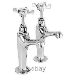 Deva Coronation High Neck Kitchen Sink Taps Pair Pillar Mounted Chrome