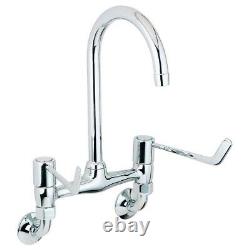 Deva Kitchen Sink Mixer Tap, Wall Mounted, 6 Inch Lever Handles, Chrome