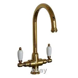 Dorchester, KT061, Gold Polished Ceramic Dual Flow Kitchen Sink Mixer Tap