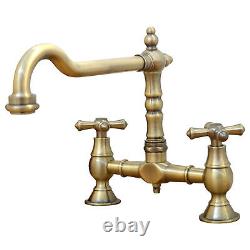 ENKI, Langley, KT116, Antique Bronze, Traditional Bridge Kitchen Sink Mixer Tap