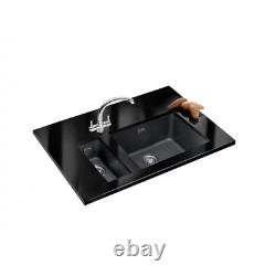 FRANKE Sirius Kitchen Sink with Lina Black Mixer Tap Swivel Spout Single Lever