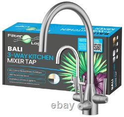 FilterLogic Bali 3 Way Kitchen Drinking Mixer Tap with FREE System, 3 handle design