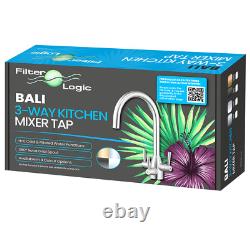 FilterLogic Bali 3 Way Kitchen Drinking Mixer Tap with FREE System, 3 handle design