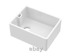 Fireclay Single Bowl Belfast Sink with Overflow, No Tap Hole 595mm