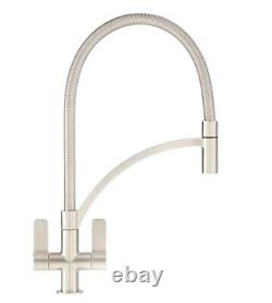 Franke 115.0277.035 Silk Steel Twin Lever Pull Out Kitchen Mixer Tap Wave