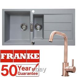 Franke 1.5 Bowl Stone Grey Reversible Tectonite Kitchen Sink & KT6CUD Copper Tap