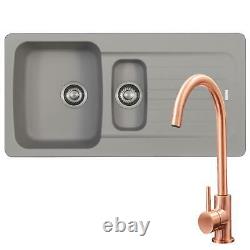 Franke Aveta 1.5 Bowl Stone Tectonite Kitchen Sink & Modern Copper Mixer Tap