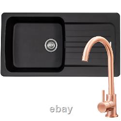 Franke Aveta 1 Bowl Black Tectonite Kitchen Sink & Modern Copper Mixer Tap