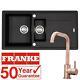 Franke Gemini 1.5 Bowl Black Tectonite Kitchen Sink & KT6CUD Copper Mixer Tap