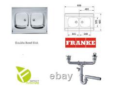 Franke Kitchen Sink Double Bowl Sit On Stainless Steel 800 x 600 mm 80 x 60 cm