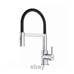 Franke Lina Semi Pro Chrome / Black Designer Kitchen Side lever pull out Tap