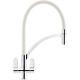 Franke Zelus Chrome-White Twin Lever Pull Out Nozzle Kitchen Sink Tap