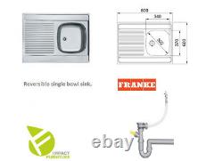 Franke kitchen Sink single bowl sit on with drainer stainless steel 800 x 600 mm