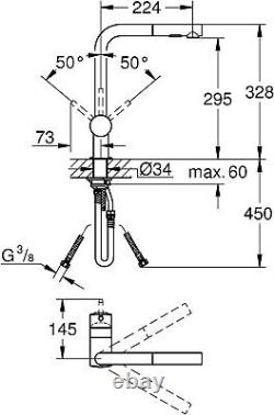 GROHE 30274000 Minta Single-lever Sink Mixer Pull-out Tap, Dual Spray, Chrome