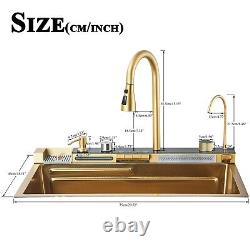 Gold Stainless steel Inset Kitchen Sink Single Bowl with waste kit Mixer Tap set