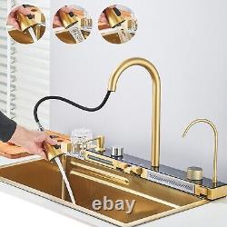 Gold Stainless steel Inset Kitchen Sink Single Bowl with waste kit Mixer Tap set