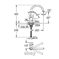 Grohe BauEdge Single Lever Monobloc Mixer Kitchen Tap- Chrome 31367001