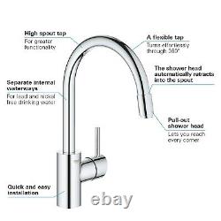 Grohe Concetto Chrome Pull Out Spray Single Lever Mixer Kitchen Tap 32663003