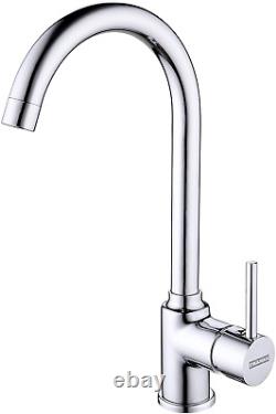 High Pressure Kitchen Tap Chrome Sink Mixer Faucet 360 Rotating Deck Mount 35mm