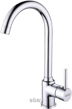 High Pressure Kitchen Tap Chrome Sink Mixer Faucet 360 Rotating Deck Mount 35mm