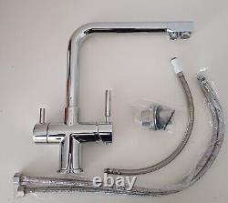 Hommix Berta Chrome 3-Way Tap (Triflow Filter Tap) Kitchen Tap Hose supplied